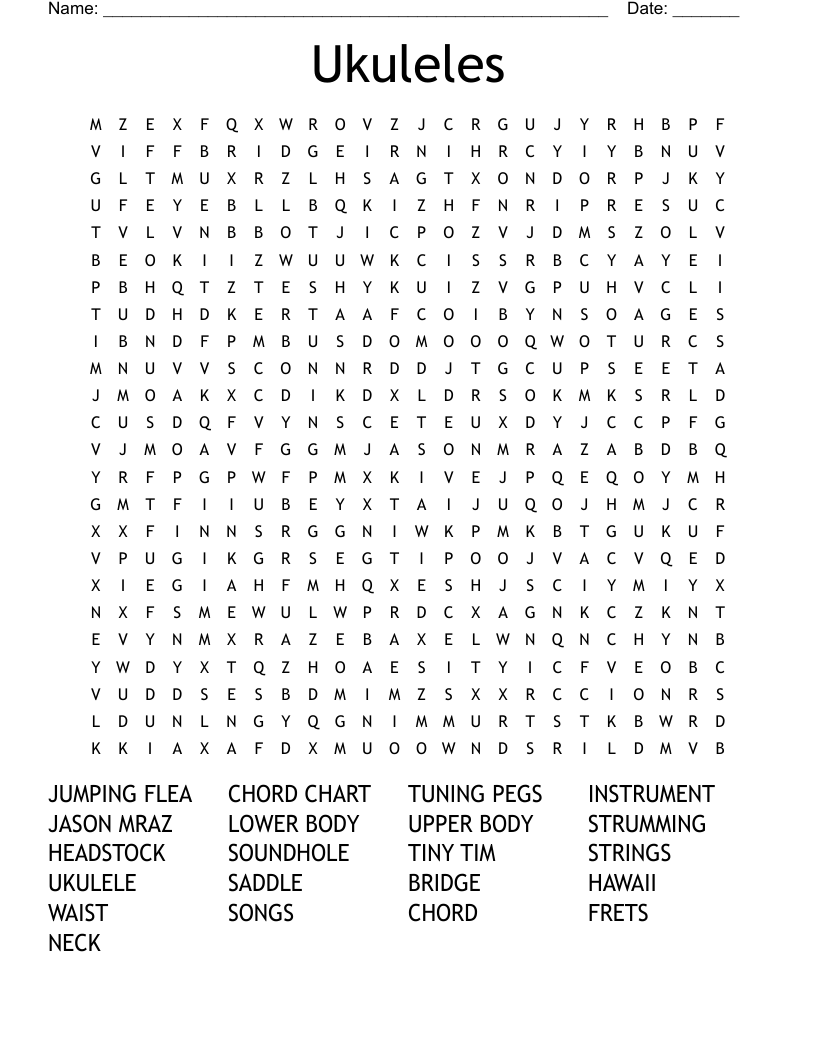 Ukuleles Word Search