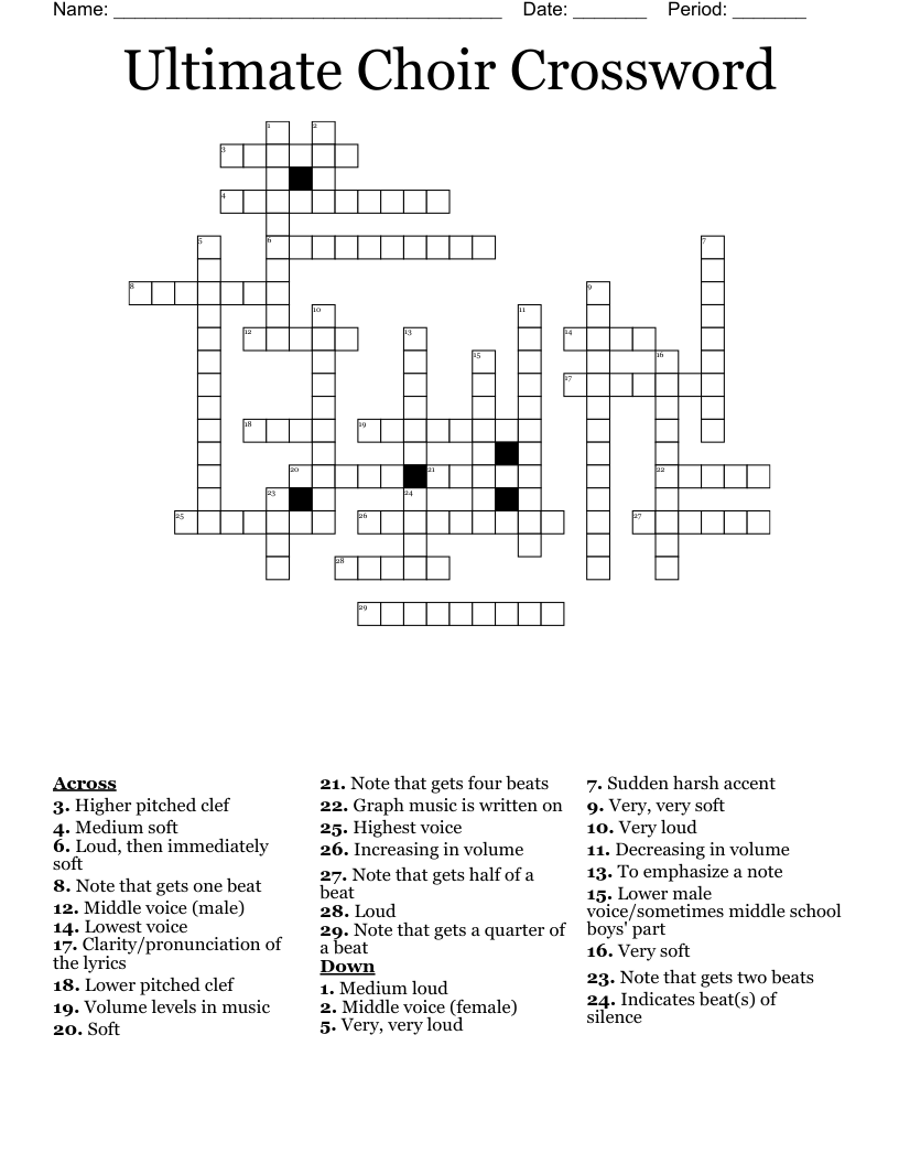 Ultimate Choir Crossword