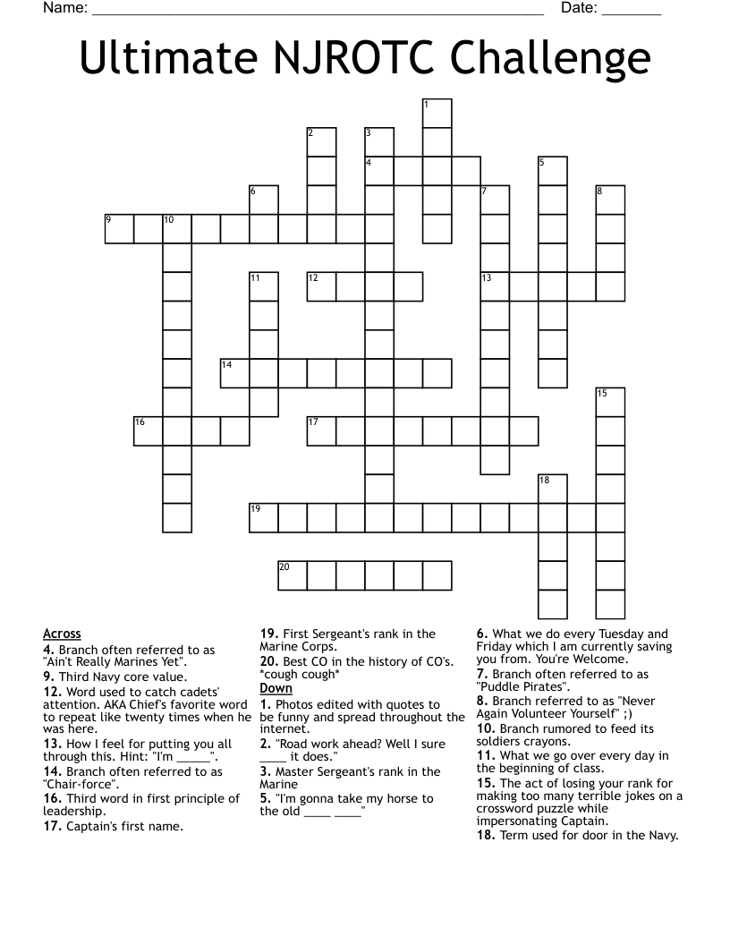 Ultimate NJROTC Challenge Crossword