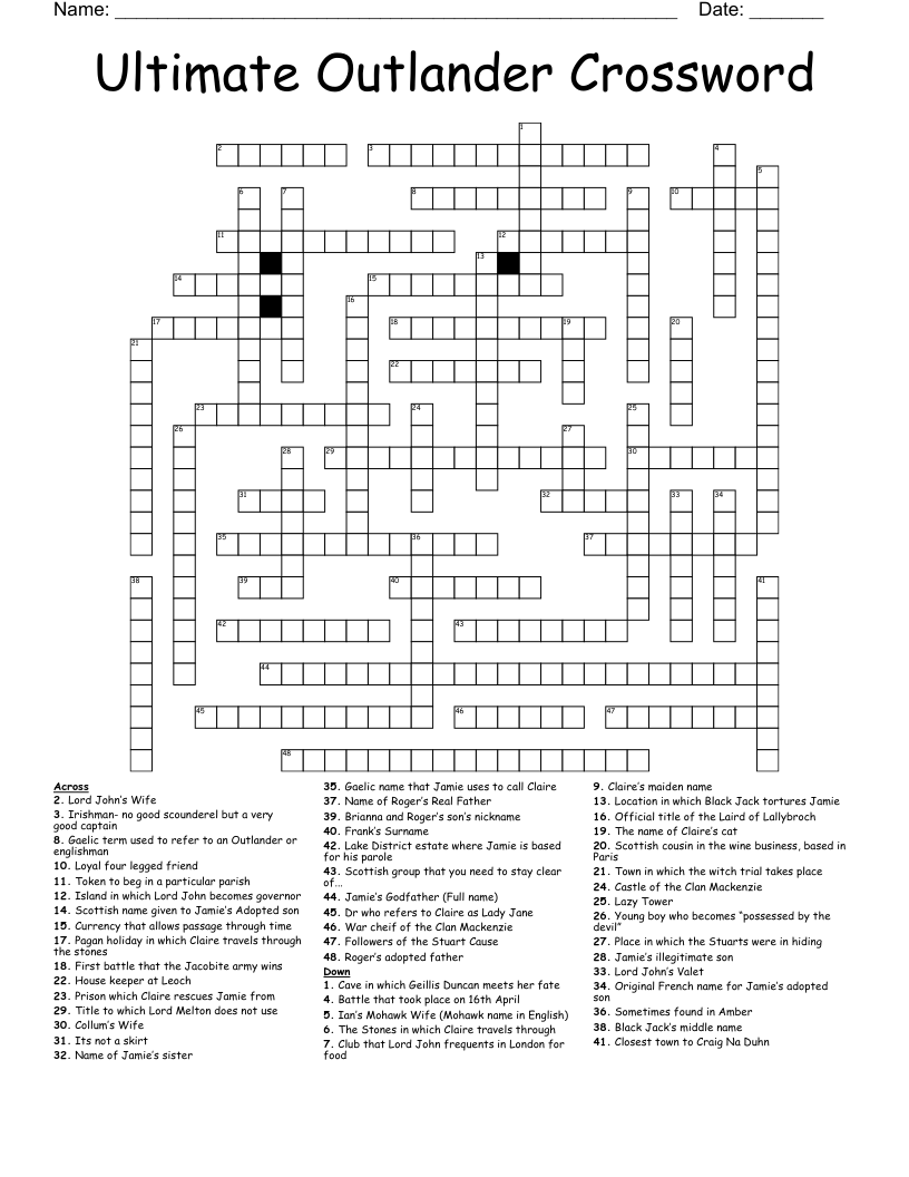 Ultimate Outlander Crossword