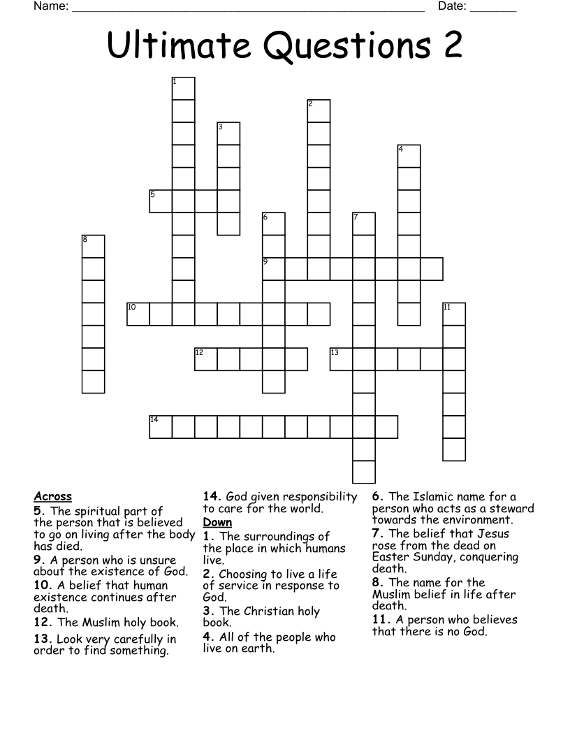 Ultimate Questions 2 Crossword