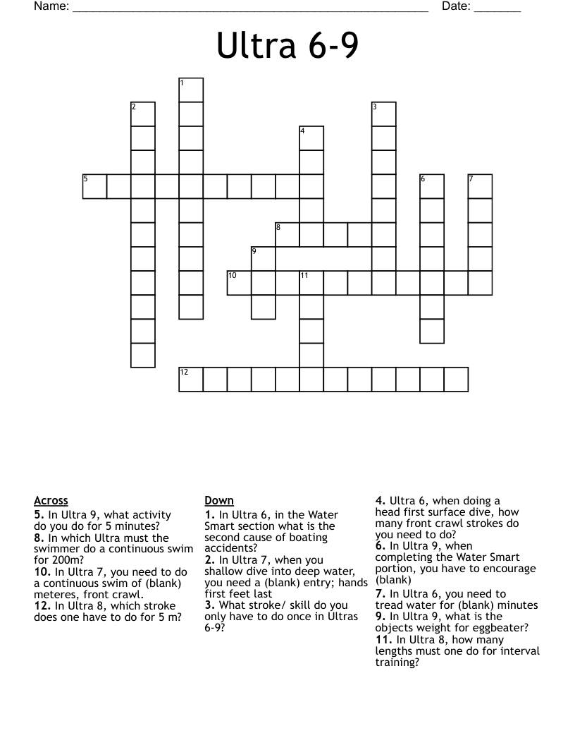 Ultra 6-9 Crossword