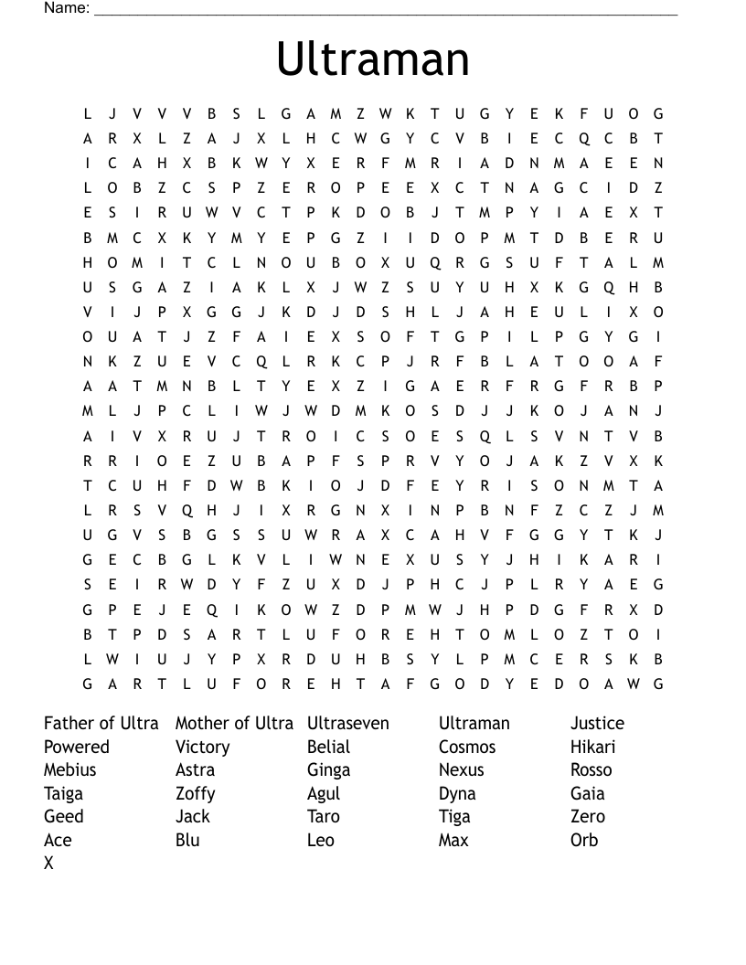 Ultraman Word Search