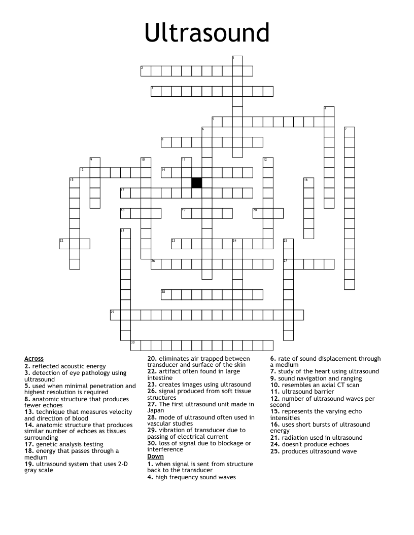 Ultrasound Crossword