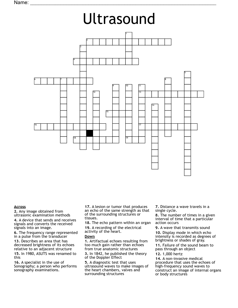 Ultrasound Crossword