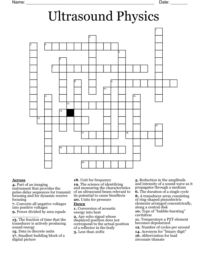 Ultrasound Physics Crossword