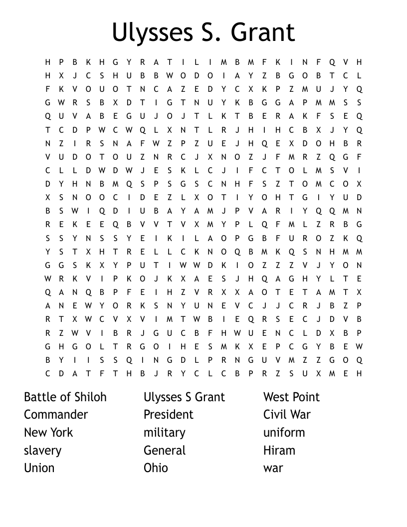 Ulysses S. Grant Word Search