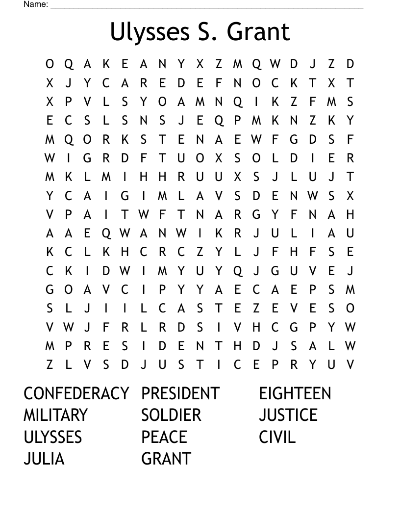Ulysses S. Grant Word Search