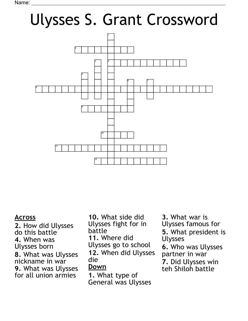Ulysses S. Grant Crossword