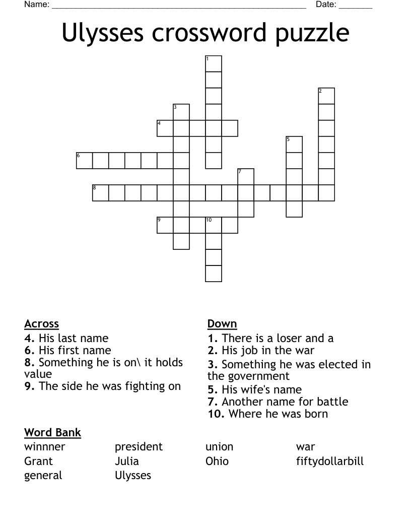 Ulysses crossword puzzle 