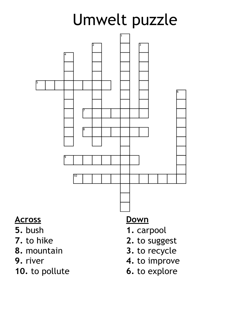 Umwelt puzzle Crossword