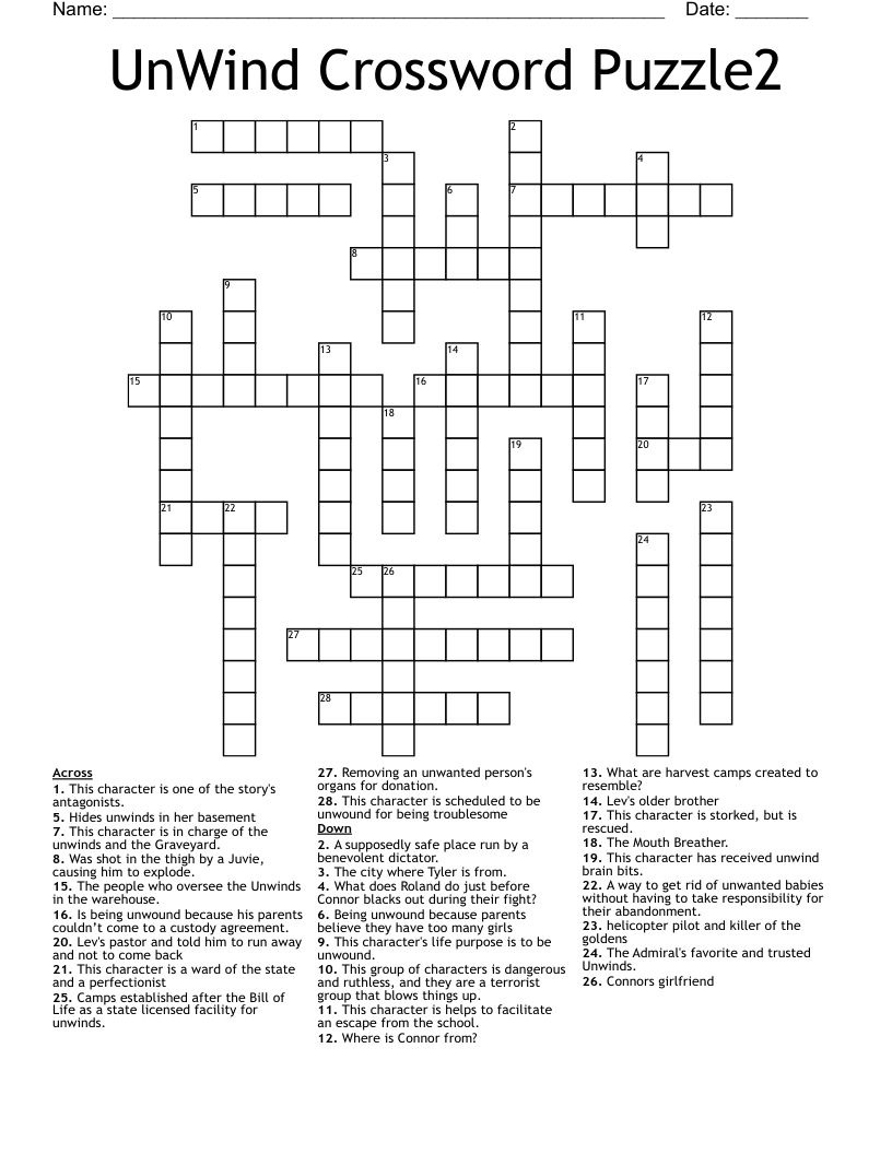 UnWind Crossword Puzzle2