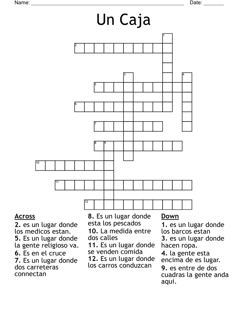 Un Caja Crossword