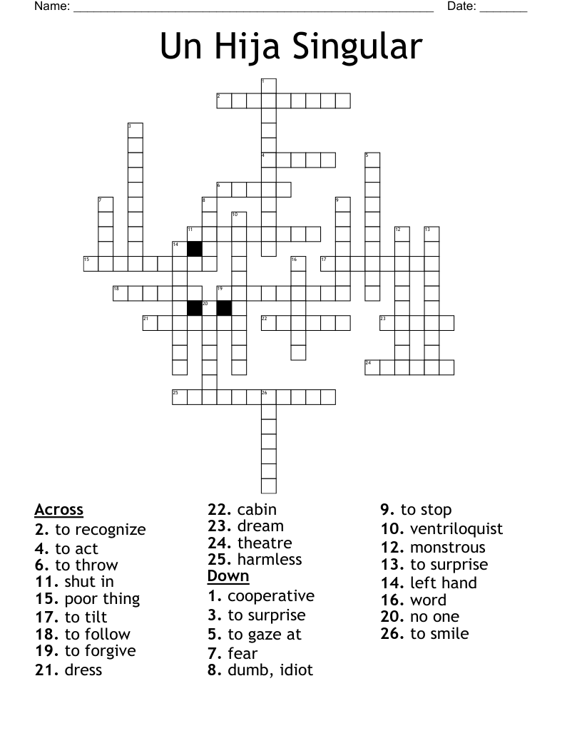 Un Hija Singular Crossword