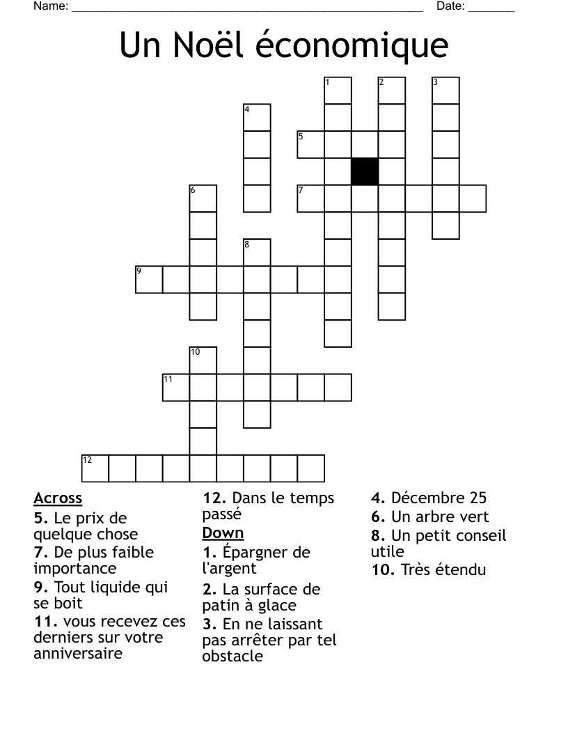 Un Noël économique  Crossword