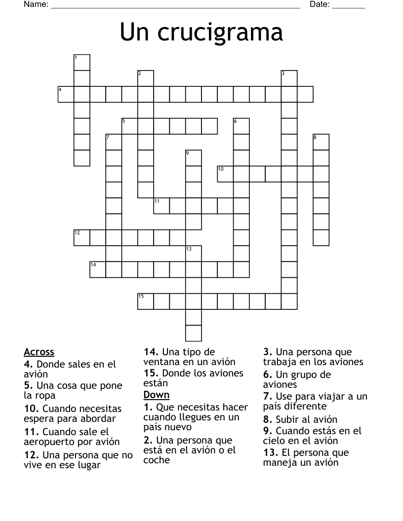 Un crucigrama  Crossword