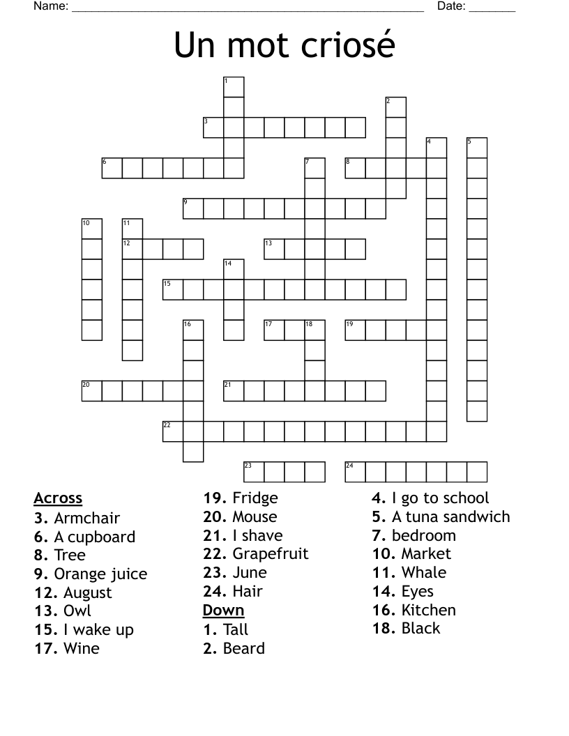 Un mot criosé Crossword