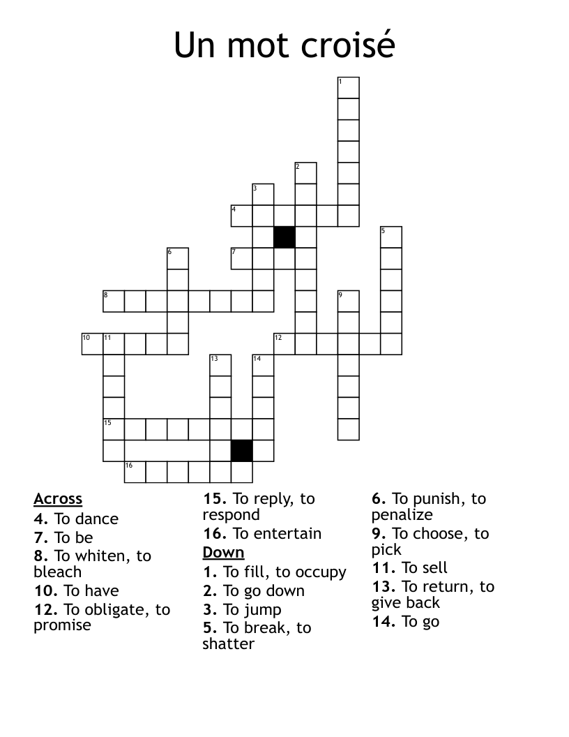 Un mot croisé Crossword