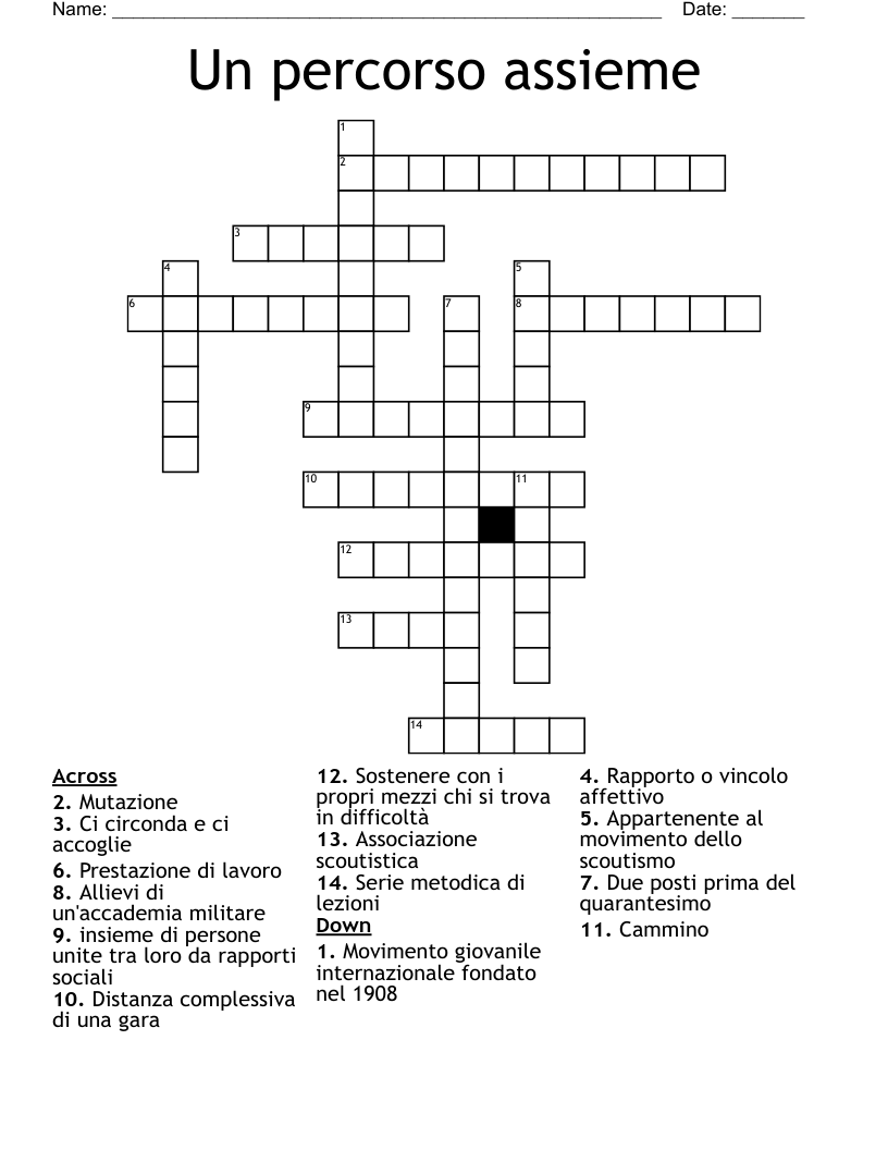 Un percorso assieme Crossword
