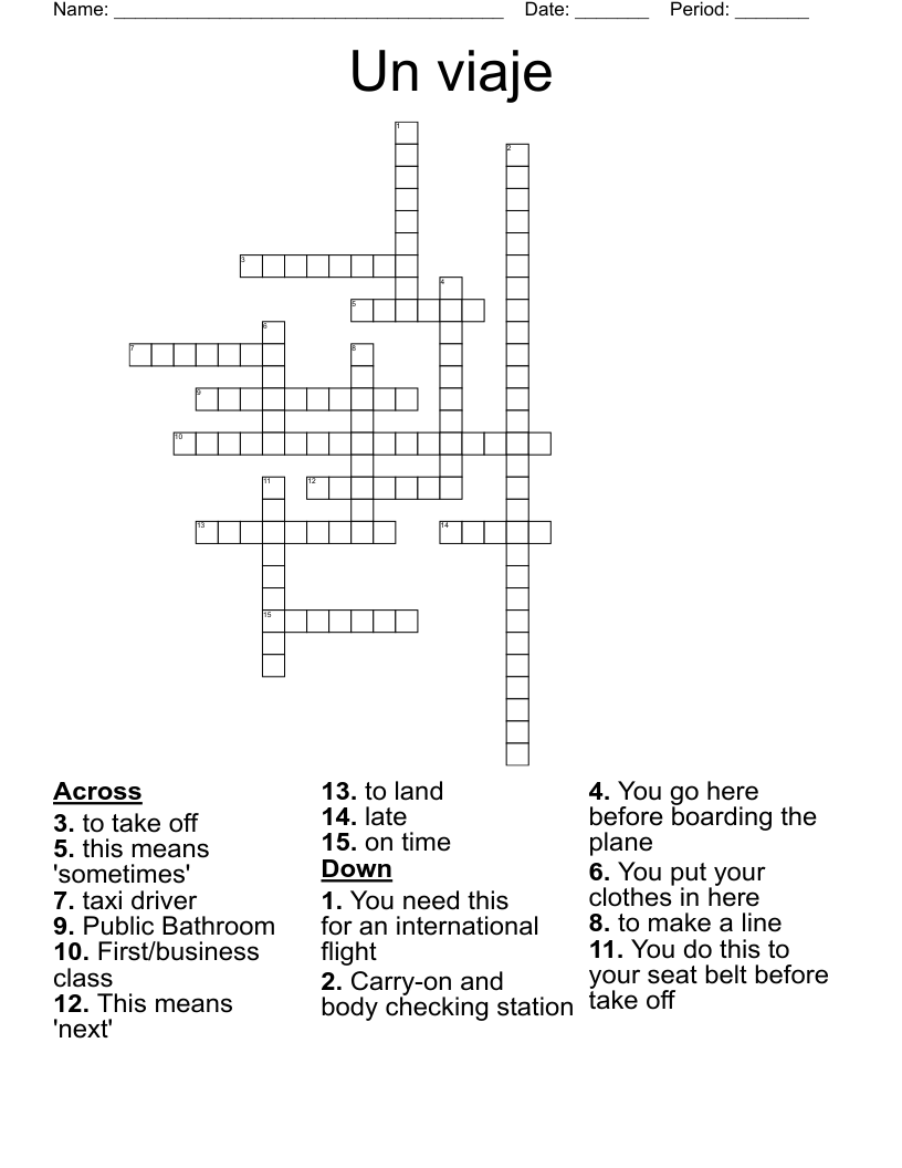 Un viaje Crossword
