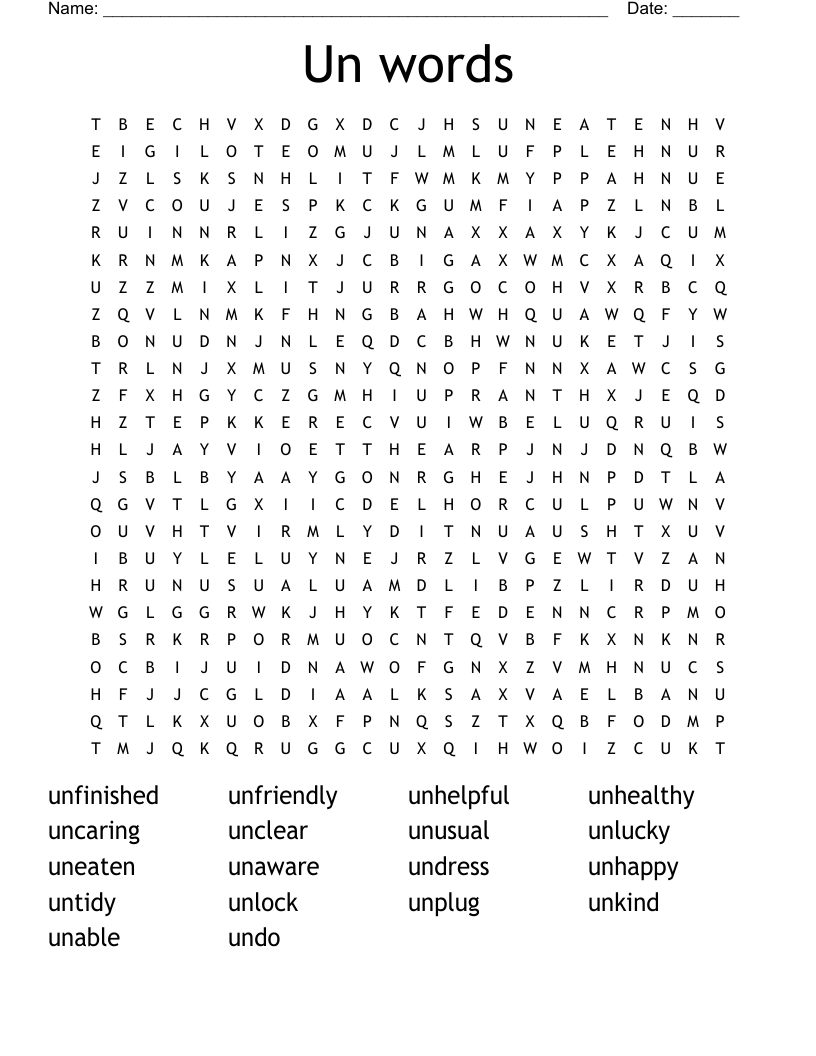 Un words Word Search