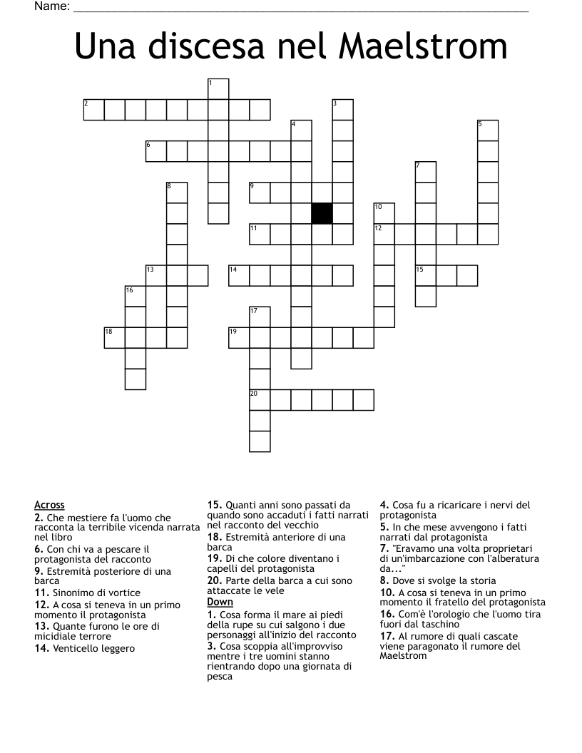 Una discesa nel Maelstrom Crossword