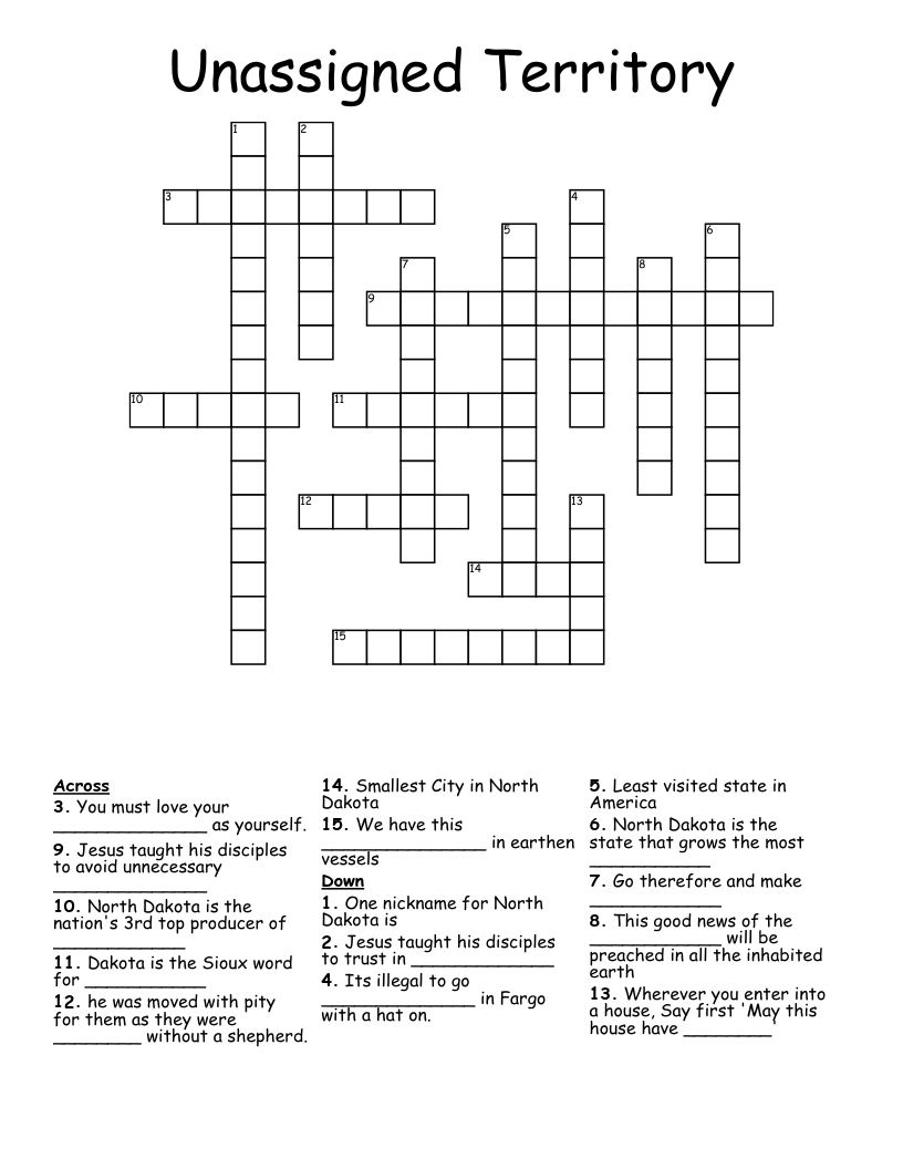 Unassigned Territory Crossword