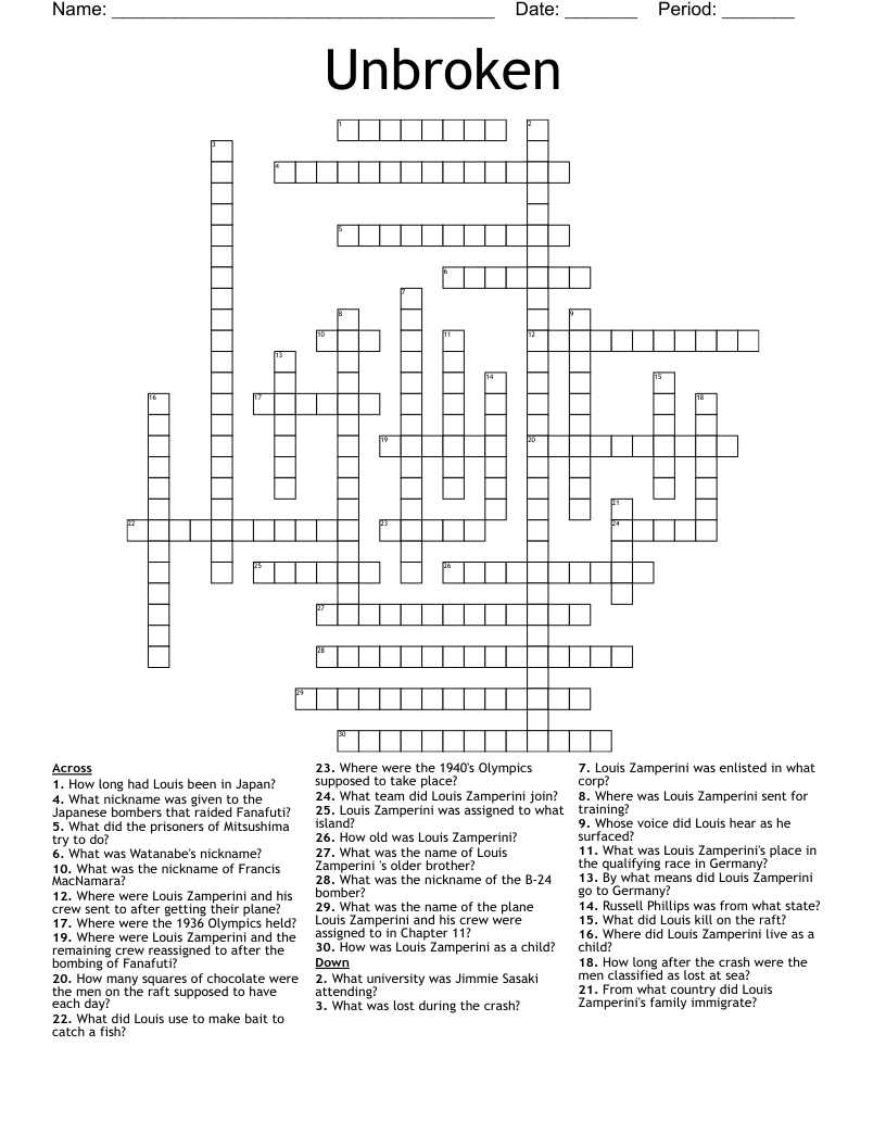 Unbroken Crossword