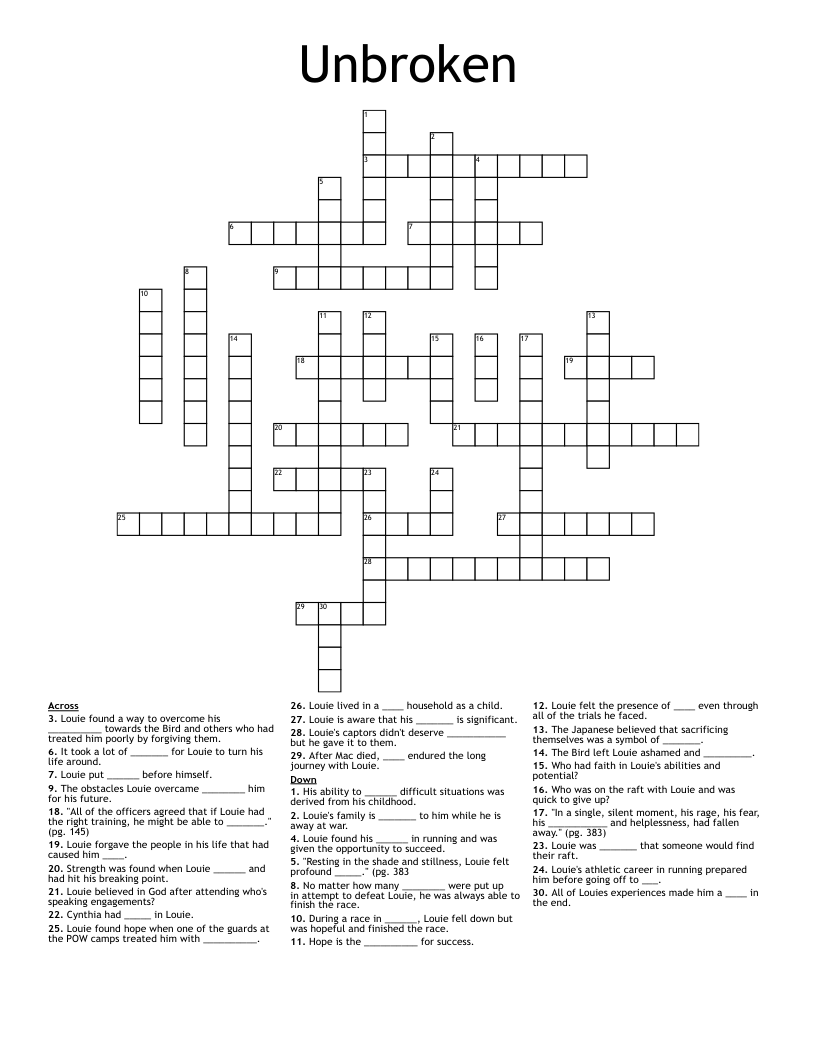 Unbroken Crossword