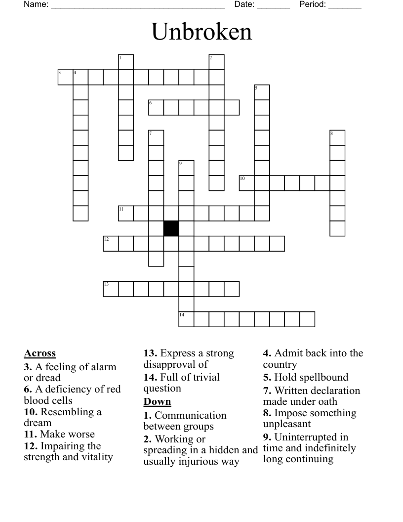 Unbroken Crossword