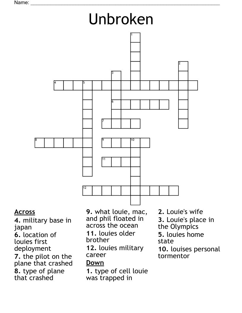 Unbroken Crossword