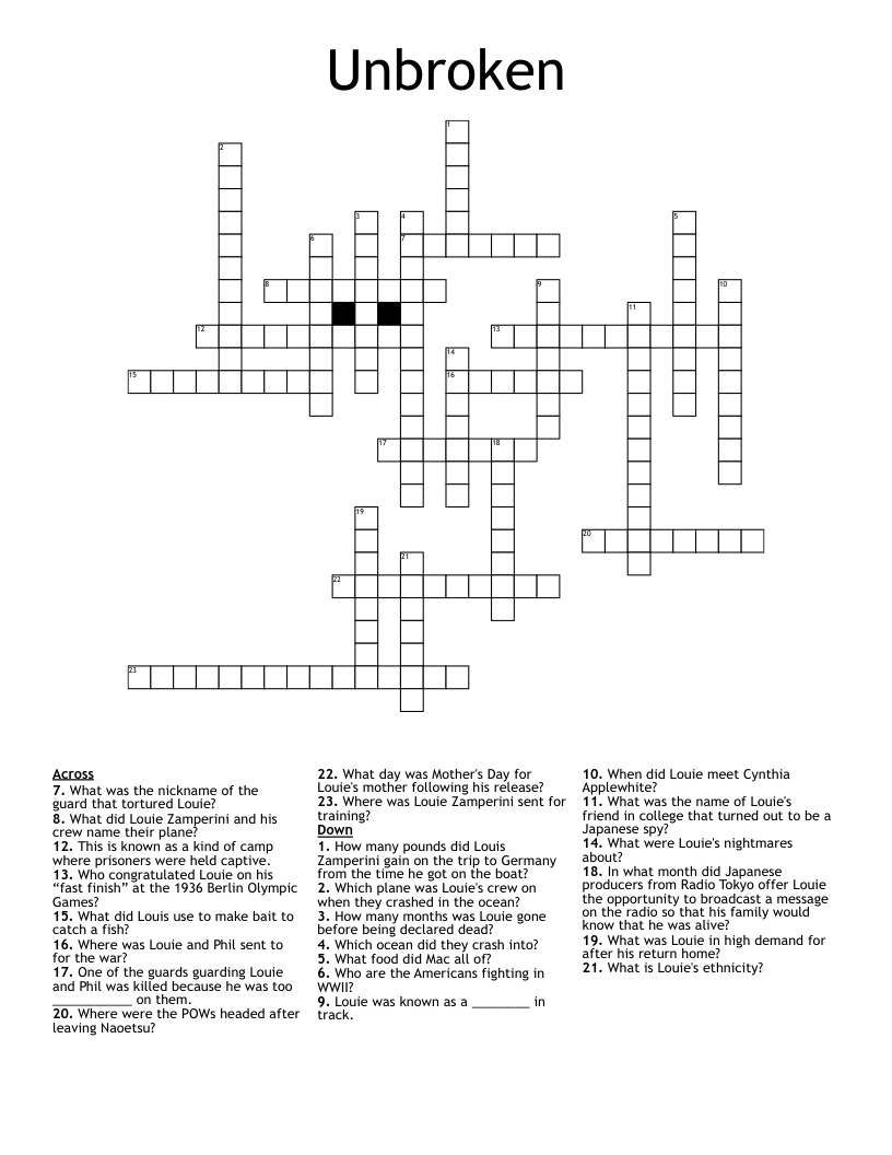 Unbroken Crossword