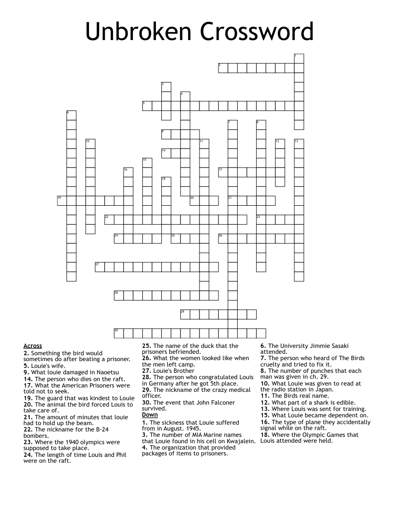 Unbroken Crossword