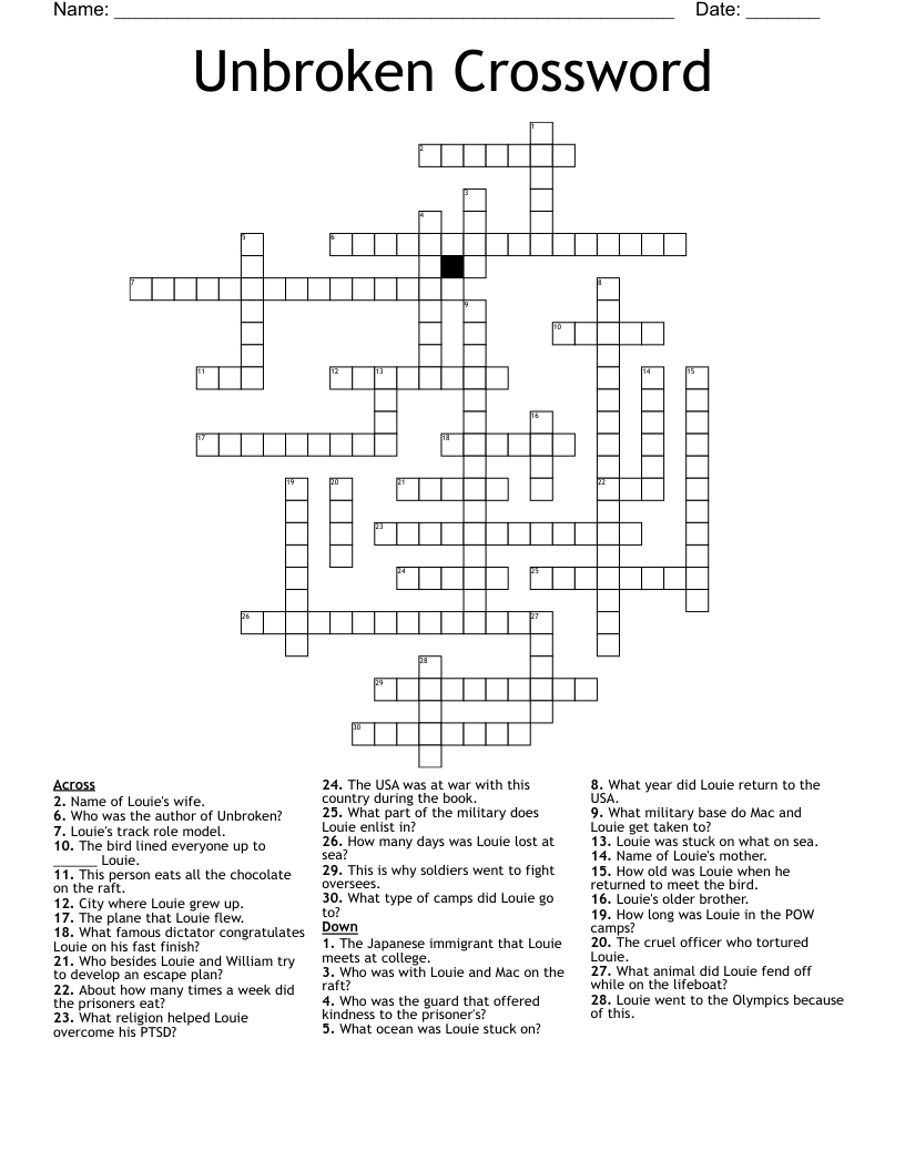 Unbroken Crossword