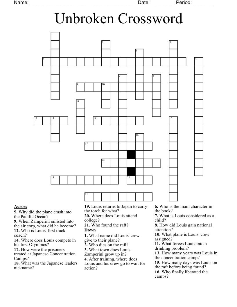 Unbroken Crossword