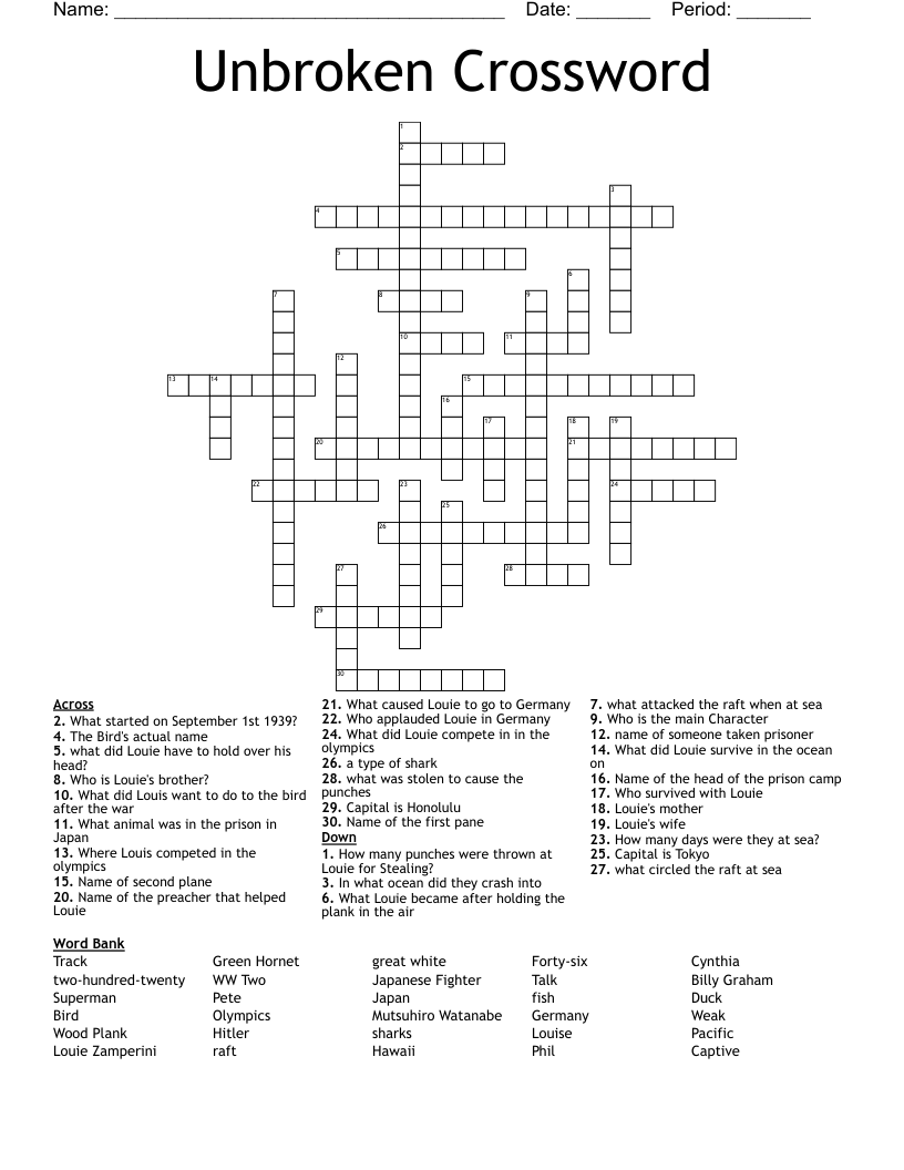 Unbroken Crossword