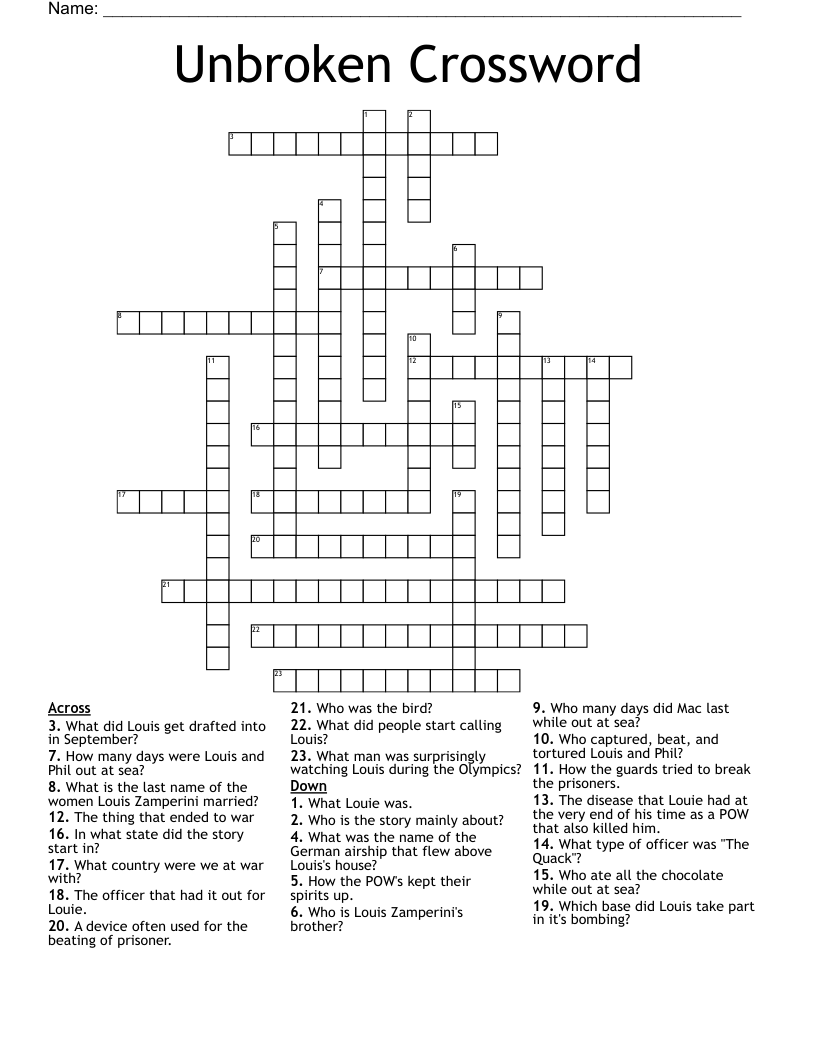 Unbroken Crossword