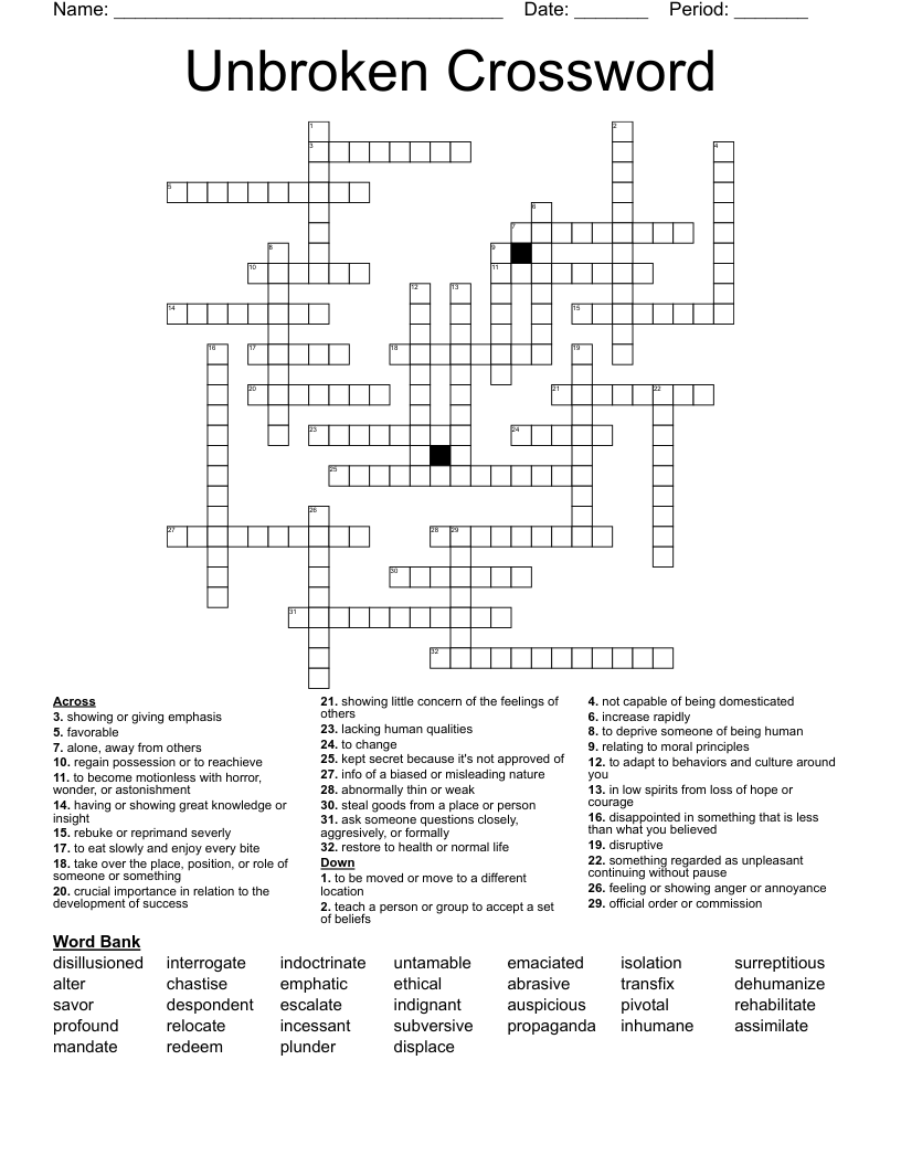 Unbroken Crossword