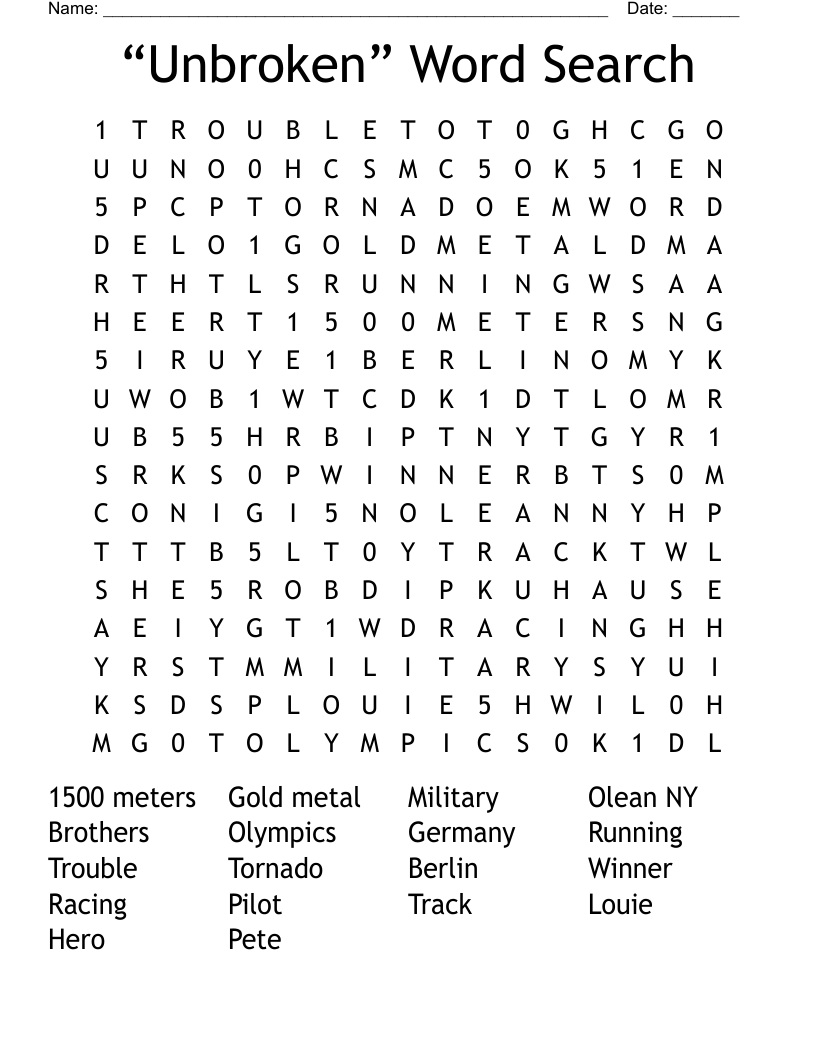 “Unbroken” Word Search