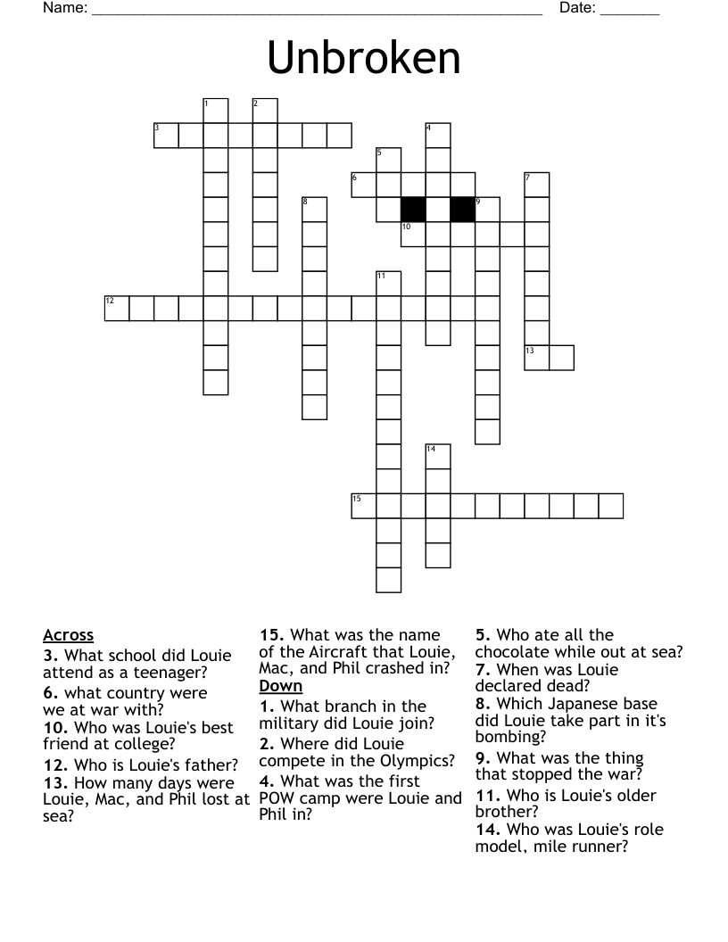 Unbroken  Crossword