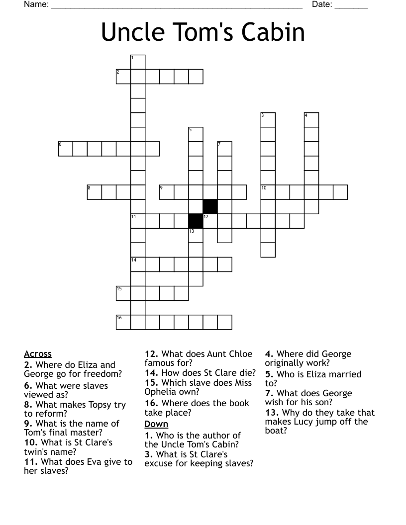 Uncle Tom's Cabin Crossword