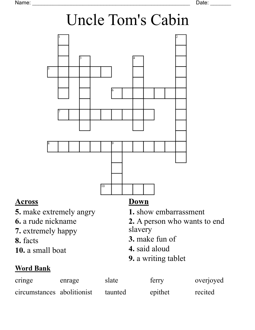 Uncle Tom's Cabin Crossword