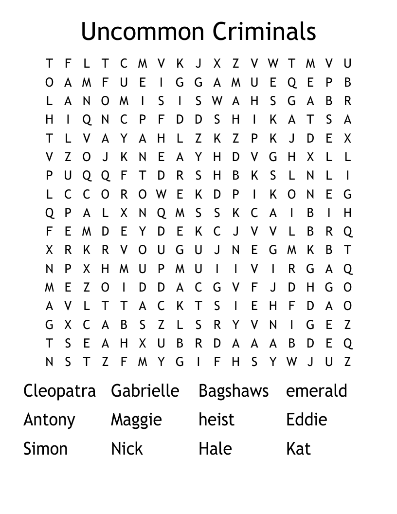 Uncommon Criminals Word Search