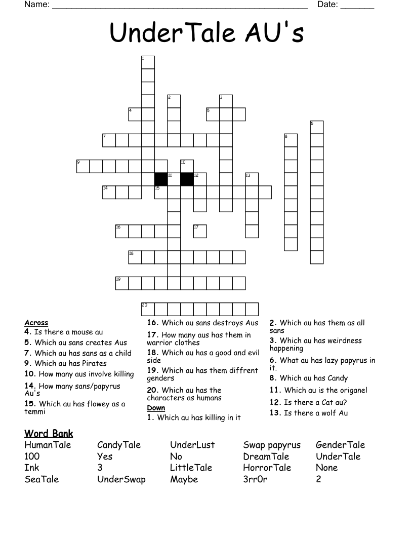 UnderTale AU's Crossword