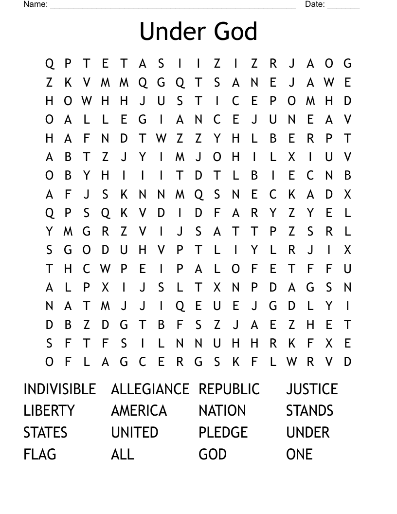 Under God Word Search