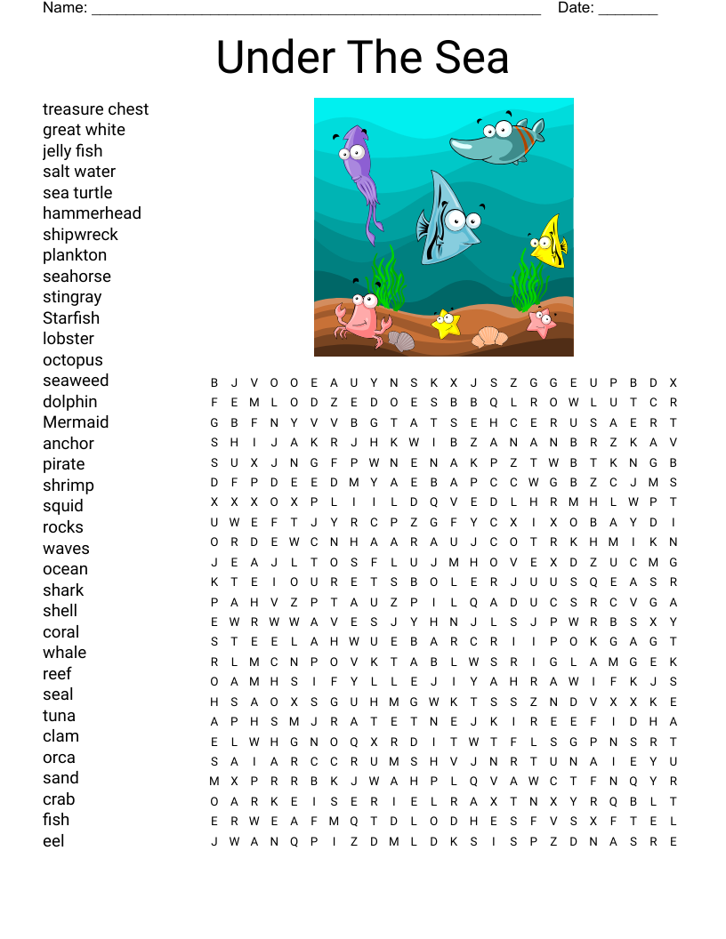 Under The Sea Word Search