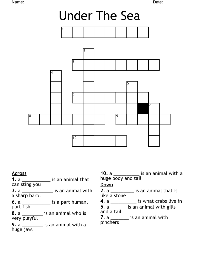 Under The Sea Crossword