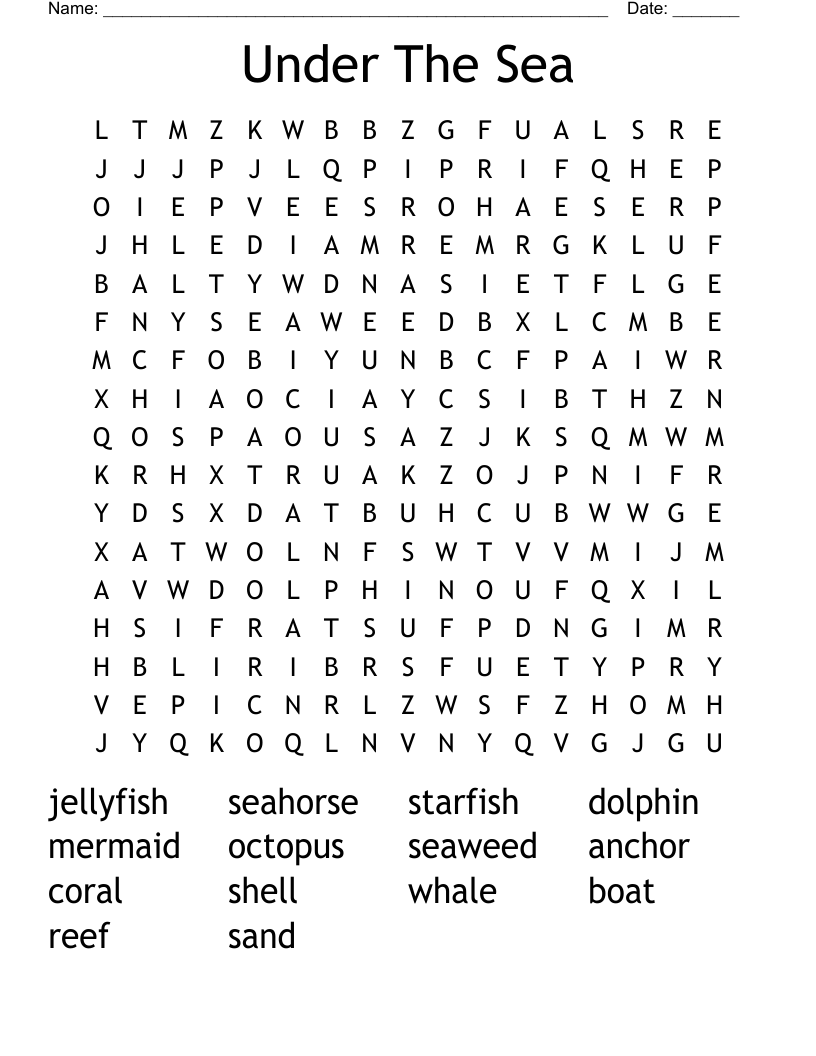 Under The Sea Word Search