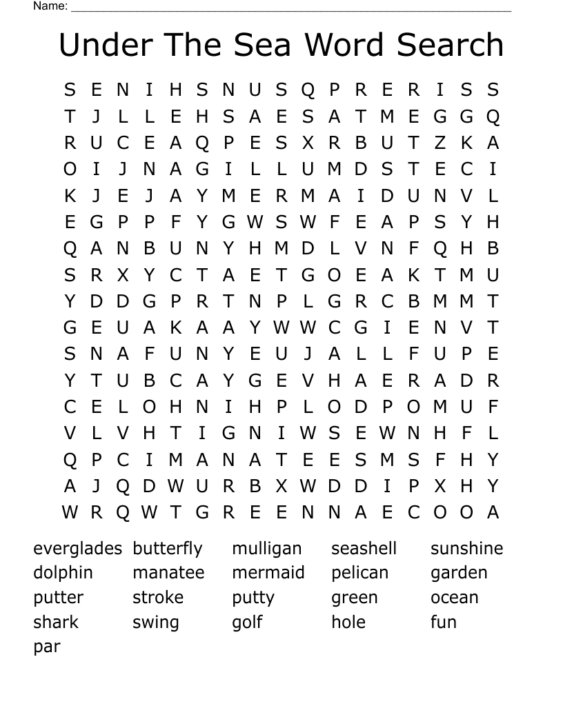 Under The Sea Word Search
