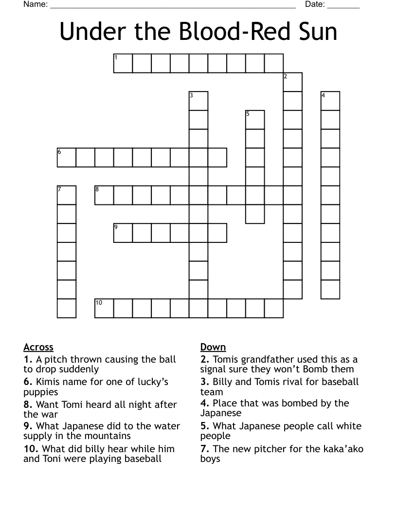 Under the Blood-Red Sun Crossword